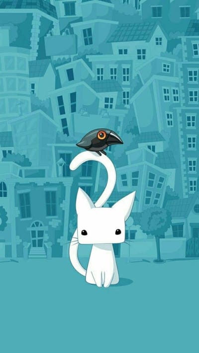 White Cat, cartoon, digital, drawn