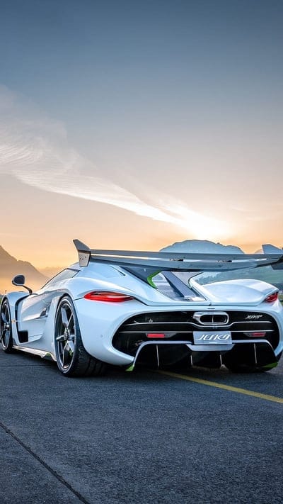 Koenigsegg, back, car, fast, rear view, sport, super, white, mobile wallpaper, android wallpaper, iPhone wallpaper, phone wallpaper