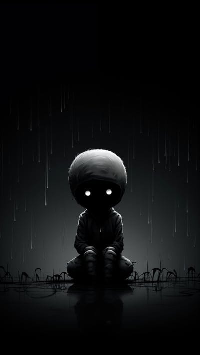 man,alone,rain,drops,dark,art