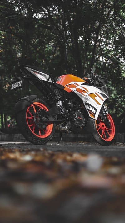 Ktm Rc Bike, Trees Background, bike, racing, mobile wallpaper, android wallpaper, iPhone wallpaper, phone wallpaper