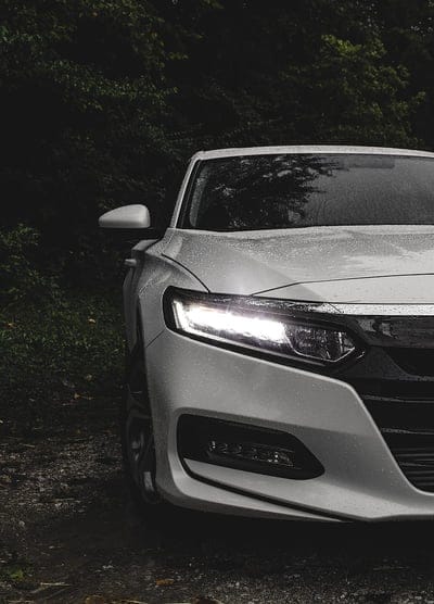 car, white, wet, headlight, light, front view, mobile wallpaper, android wallpaper, iPhone wallpaper, phone wallpaper
