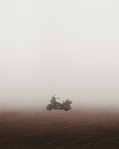 motorcycle, bike, fog, sand, mobile wallpaper, android wallpaper, iPhone wallpaper, phone wallpaper