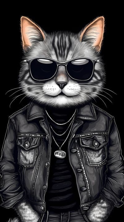 cat,sunglasses,jacket,style,cool,art