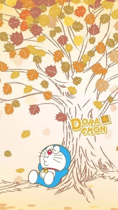 Doremon,cartoon,colors,fall nature,orange,themes,trees, yellow