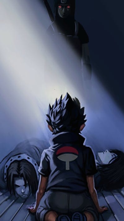 Naruto, Uchiha, Itachi, Sasuke, Tragedy, Dark, Anime, Manga, Fan Art, Digital Art, Loss, Shadow, Red Eyes, Emotional, Devastation, Konoha, Brothers, Family, Despair