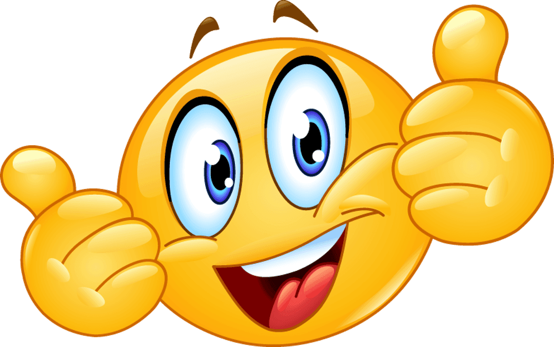 Smiling emoji with a thumbs up gesture showing a yellow face with a wide grin and glossy 3D rendering.