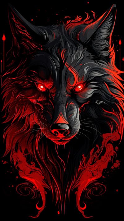 wolf,head,predator,art,red