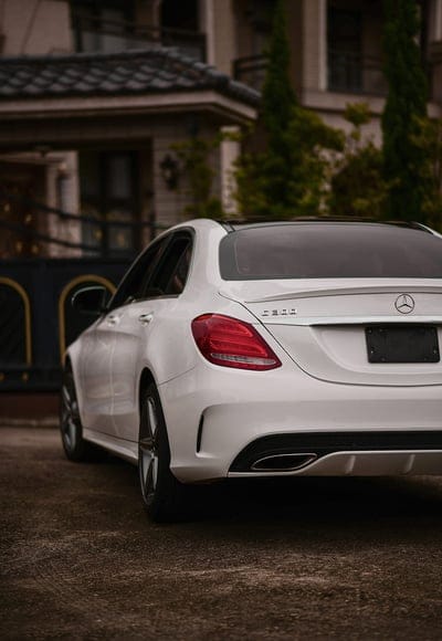 mercedes-benz c300, mercedes, car, white, rear view, mobile wallpaper, android wallpaper, iPhone wallpaper, phone wallpaper