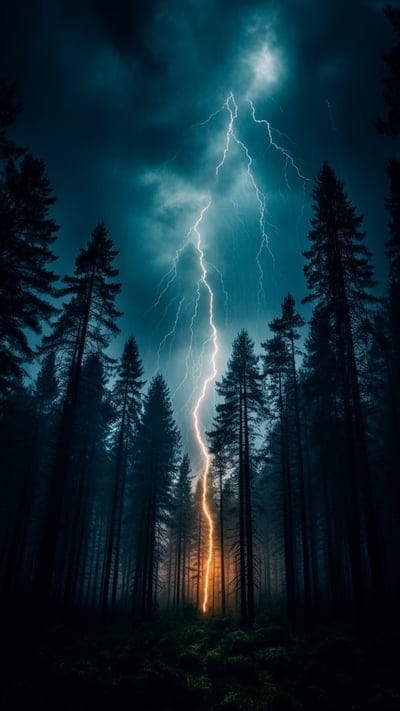 forest,trees,lightning,night,dark