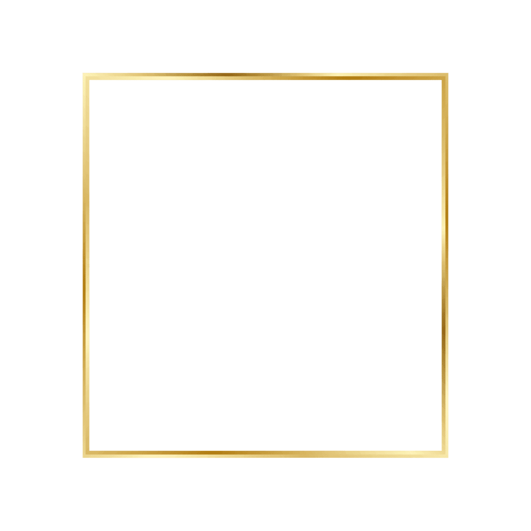 Golden flare frame featuring polished metallic edges and sharp geometric corners on a transparent background.