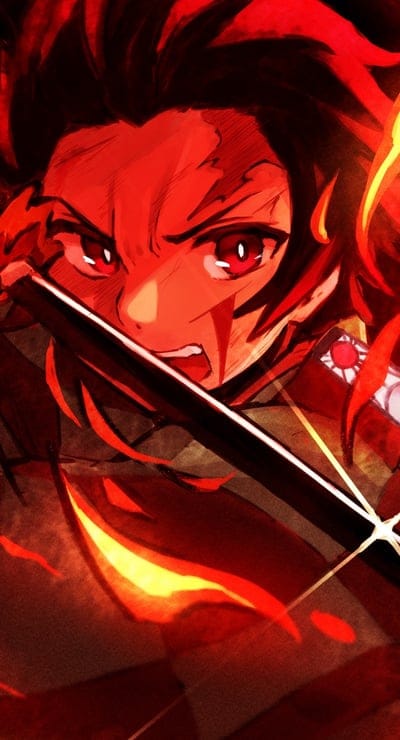 demon slayer,tanjiro,tanjiro kamado,anime,fire,katana,art