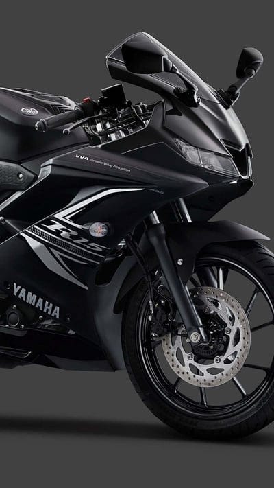 Yamaha R15, Black Bike, Grey Background, mobile wallpaper, android wallpaper, iPhone wallpaper, phone wallpaper