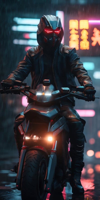 moto,cyberpunk,game,rain