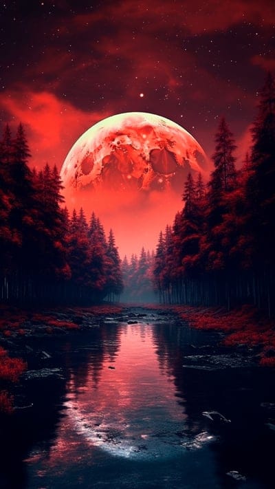 lake,moon,forest,trees,night