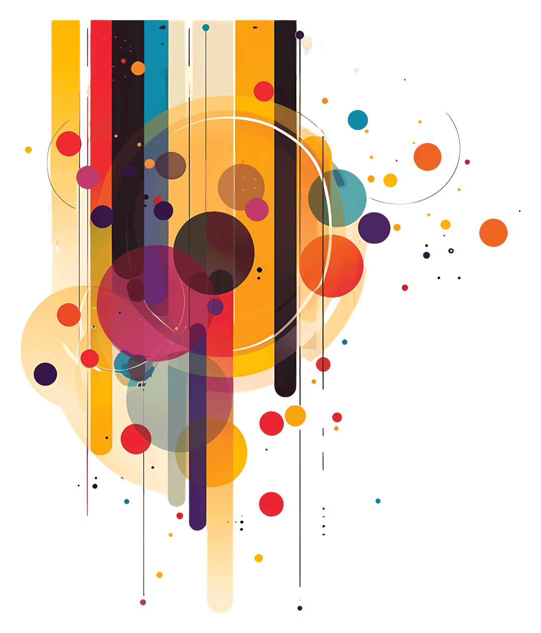 Geometric abstract vector art featuring intersecting neon gradient lines and flowing translucent organic shapes.