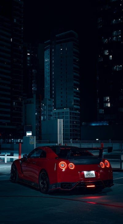 car,city,buildings,night,red
