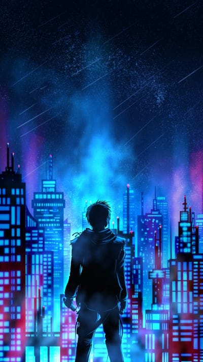 man,silhouette,city,alone,art