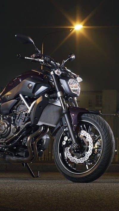 Mt Bike, Night Light, bike, parked, yamaha, mobile wallpaper, android wallpaper, iPhone wallpaper, phone wallpaper