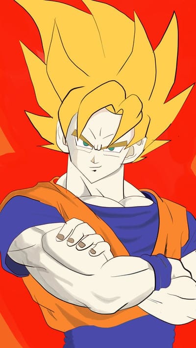 Dragon Ball Z, Goku, Super Saiyan, anime, manga, hero, fighter, iconic, character, power, fan art, confident
