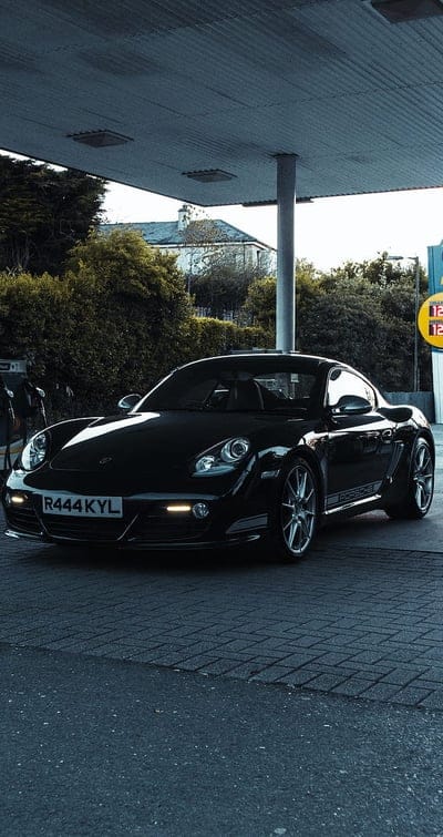 porsche, car, black, gas station, mobile wallpaper, android wallpaper, iPhone wallpaper, phone wallpaper