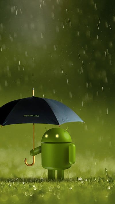 Android, rain, bokeh, creative, artwork Cartoon Android
