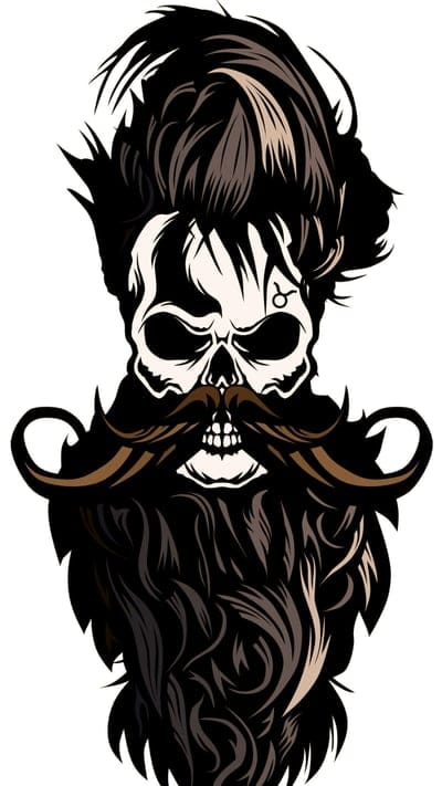 Bearded Skull, beard, brown