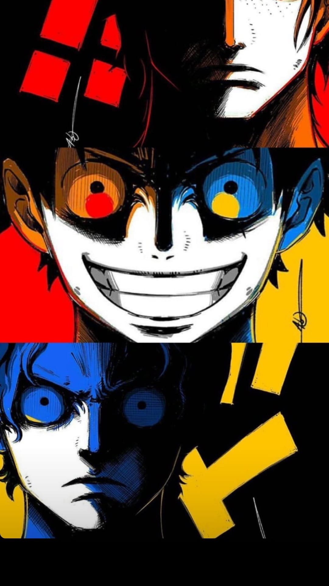 Monkey D. Luffy and the Straw Hat crew show fierce, determined faces with vibrant colors and sharp shading.