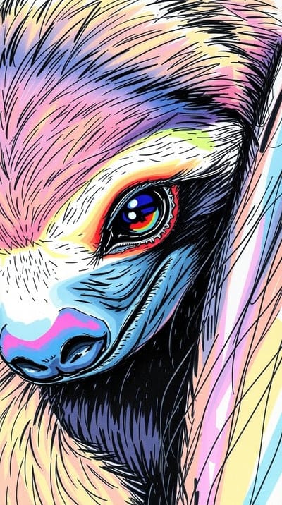 Sloth,Lazy,Sketch,Hand Drawn,Color Sketch,Hd Backgrounds,Hd Wallpapers,4k wallpapers,8k wallpapers,High Quality,Hand Made,Animal,Majestic,Eyes
