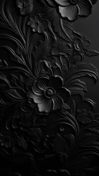 flowers,leaves.relief,surface,black