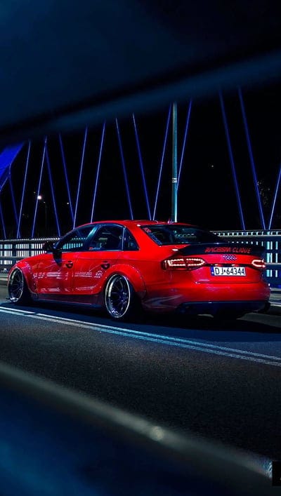 Audi A4, car, night, red, mobile wallpaper, android wallpaper, iPhone wallpaper, phone wallpaper