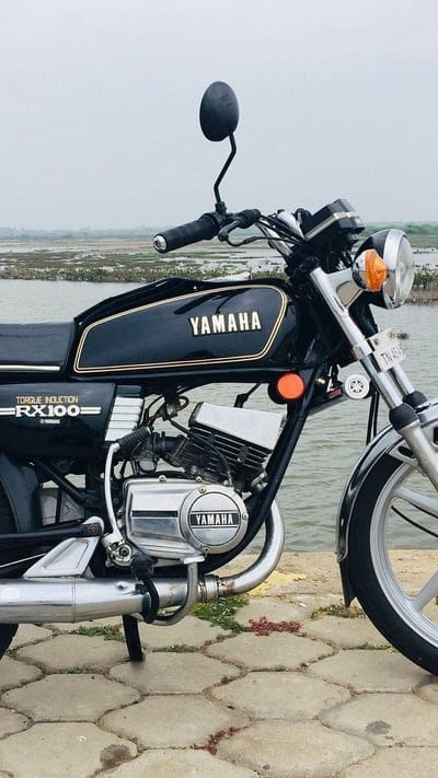 Rx100, Parked Besides Water, bike, yamaha, mobile wallpaper, android wallpaper, iPhone wallpaper, phone wallpaper