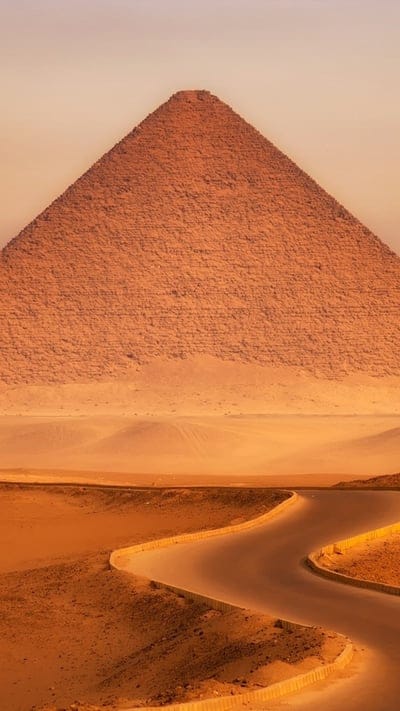 Pyramid, Red Pyramid, Egypt, desert, ancient, historical, Dahshur, landscape, travel, iconic, sandy, roads, monument, archaeological site, majestic, warm tones, sunrise, sunset, North Africa, architectural