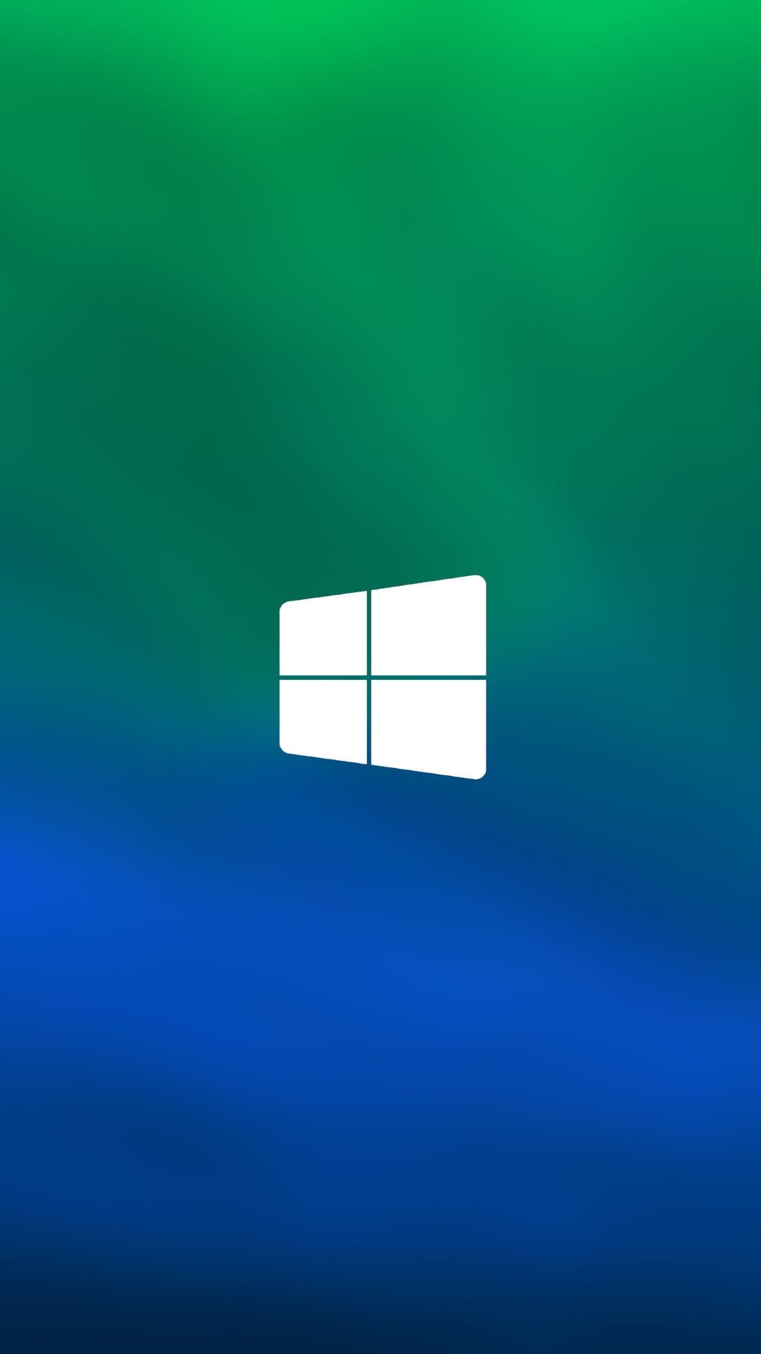 White Windows logo centered on a smooth vertical gradient transitioning from vibrant green to deep blue.
