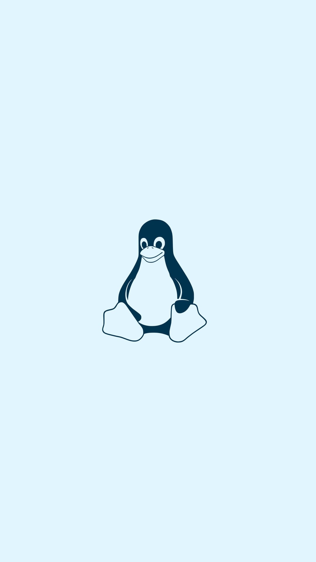 Tux the Linux penguin mascot sits centered against a solid light blue background in a flat design style.