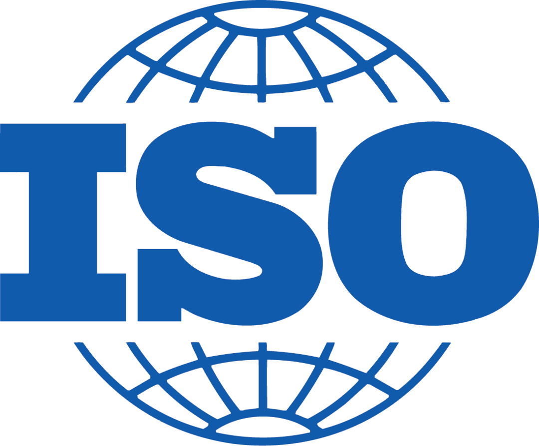 ISO logo emblem displayed as a blue circular icon with white text on a transparent background for quality.