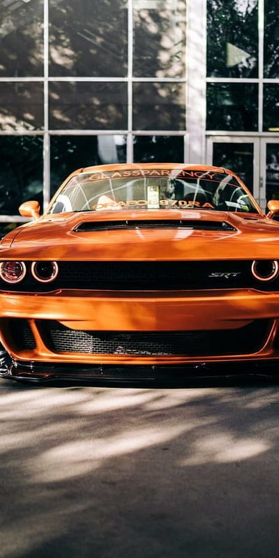 THE DEMON, dodge, challenger, srt, orange, car, muscle, esports, america, mobile wallpaper, android wallpaper, iPhone wallpaper, phone wallpaper