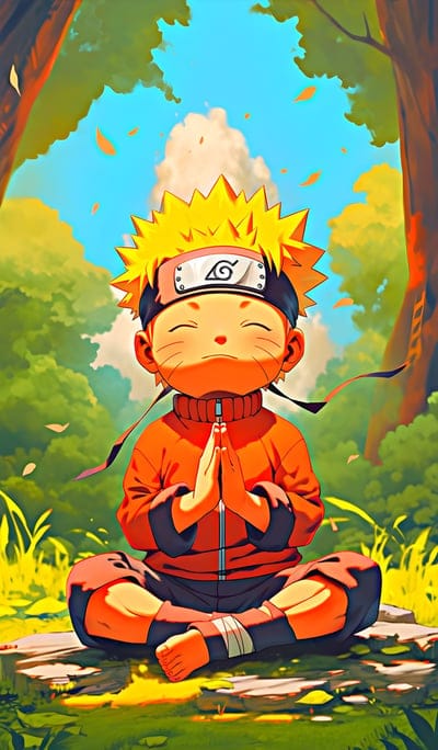 naruto,anime,character,small,child,prayer,forest,ai,art