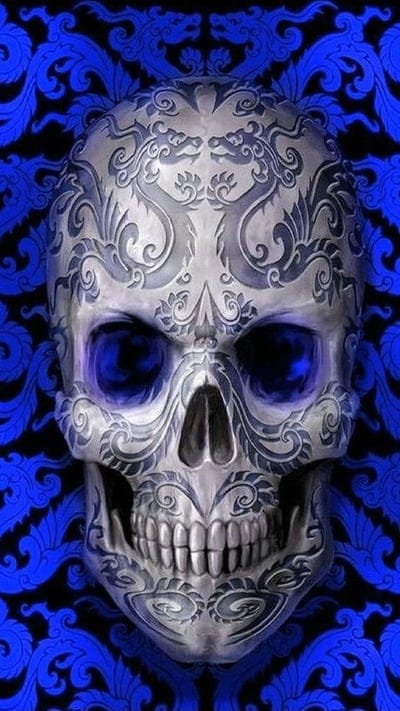 Skull,black,blue,dragon,face