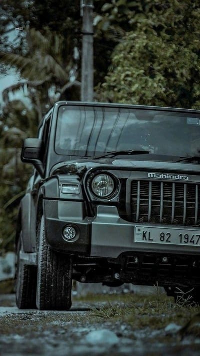 Mahindra Thar Car, Black Thar Frontview, black car, mobile wallpaper, android wallpaper, iPhone wallpaper, phone wallpaper