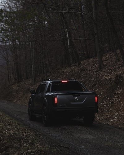 nissan navara, nissan, car, pickup, gray, forest, road, mobile wallpaper, android wallpaper, iPhone wallpaper, phone wallpaper
