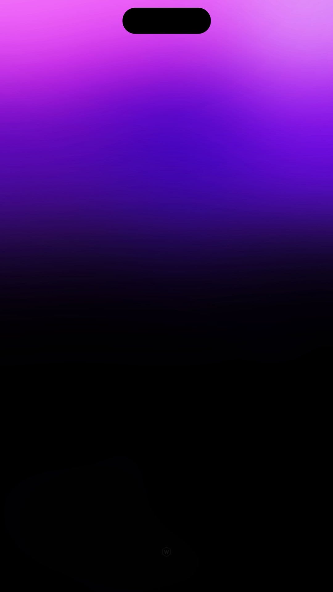 Plum purple light transitions into a dark obsidian void below a black notch element on a vertical background.