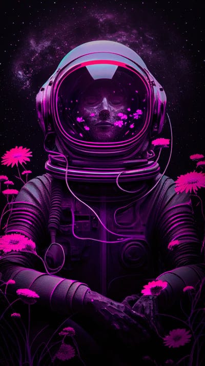 space suit,mummy,flowers,black