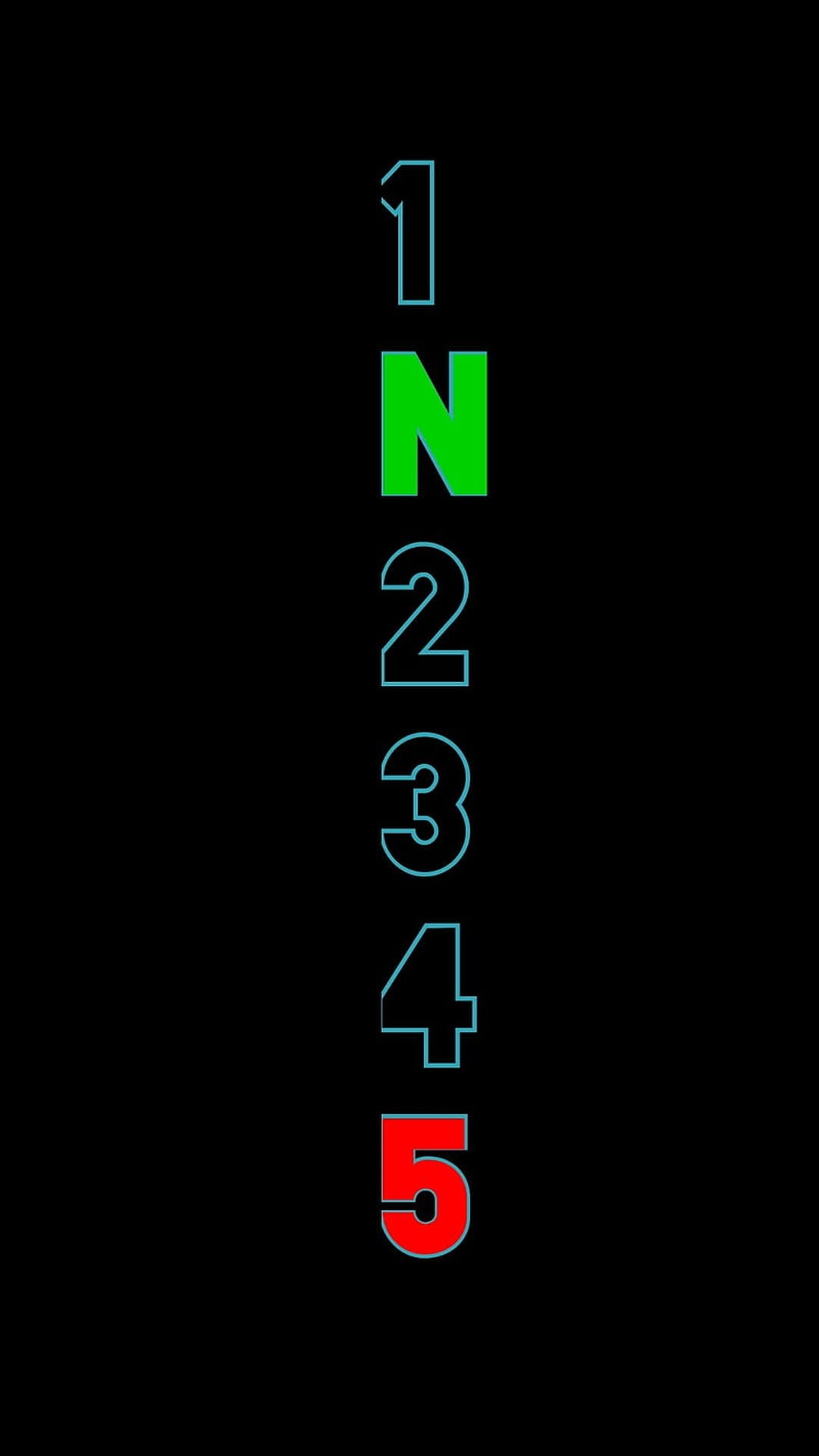Green neutral N and blue outlined gear numbers one through five on a dark motorcycle dashboard display.