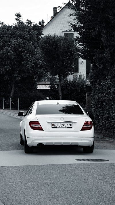 mercedes benz, car, rear view, white, road, mobile wallpaper, android wallpaper, iPhone wallpaper, phone wallpaper