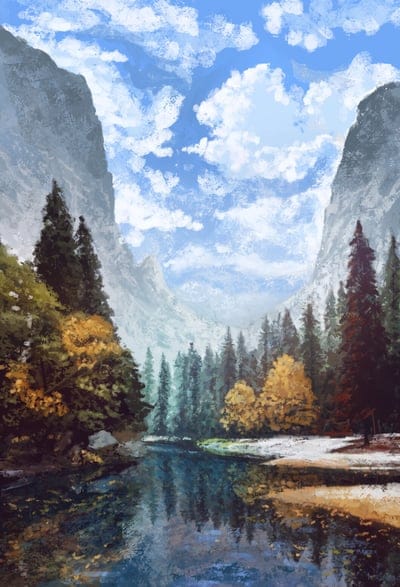 wood,river,paints,oil paints