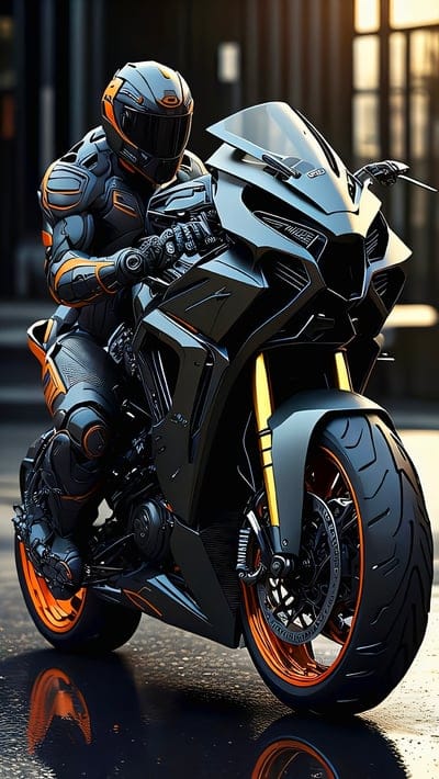 biker,bike,motorcycle,black,orange,ai,art