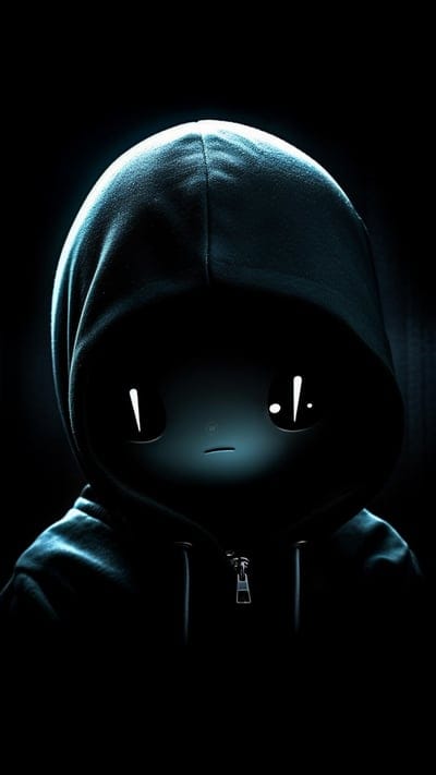 little man,eyes,jacket,hood,light,dark