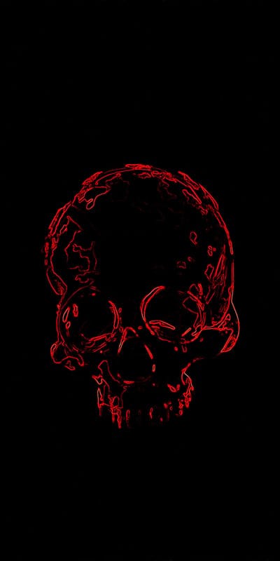 Red Broken Skull,Ancient,black,bone,chattered,dark,dead,lines,oled, outline