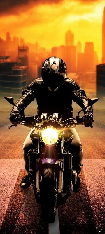 man,city,motorcycle,sunset