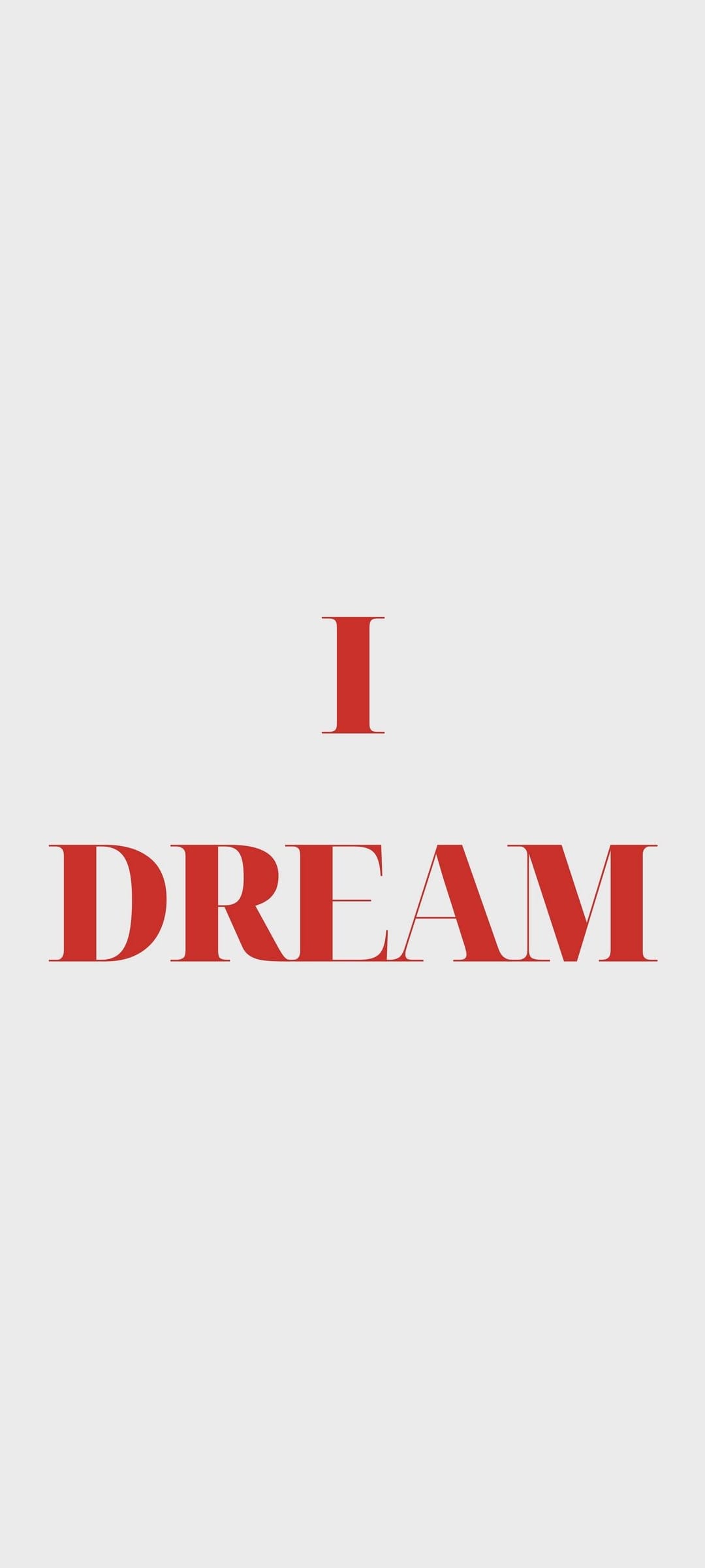 Crimson I Dream text in a bold serif font centered on a smooth light gray minimalist background for mobile screens.